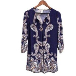 Tiffany Lane Women's Paisley Long Sleeve Tunic Dress